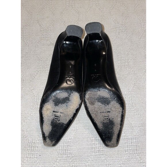 St. John Women’s Dressy Pumps Size 7 B Black Satin Business Formal City Italy - Picture 6 of 12